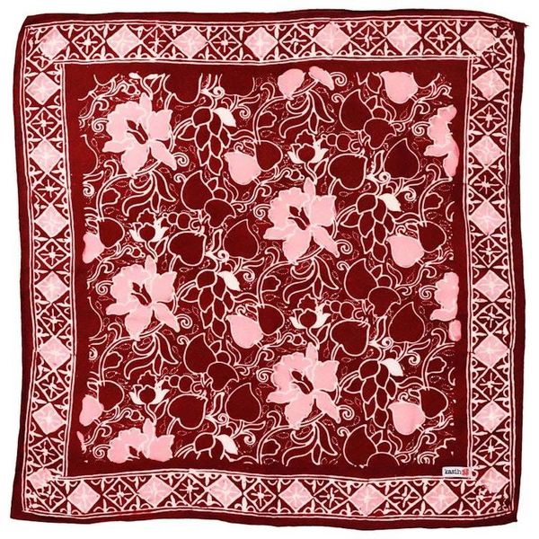 Alternate image for Hand Dyed Batik Bandana, 100% Soft Cotton, Ruby Bloom, Red, Pink