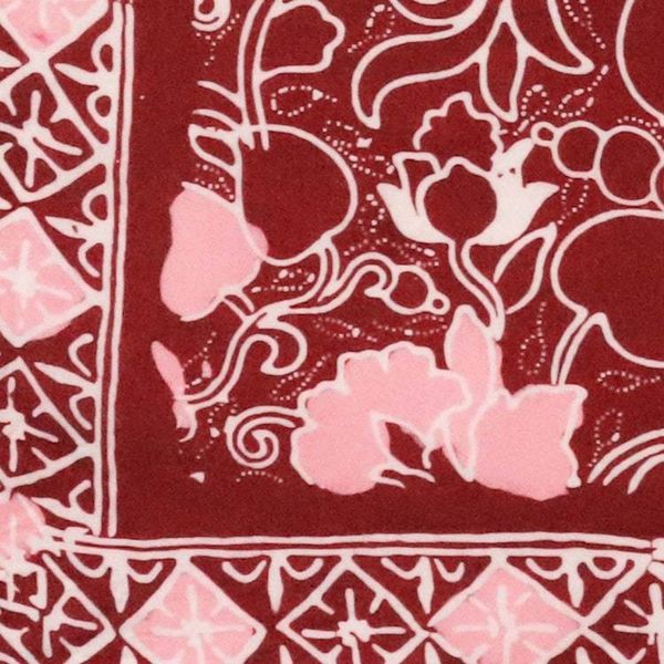 Alternate image for Hand Dyed Batik Bandana, 100% Soft Cotton, Ruby Bloom, Red, Pink