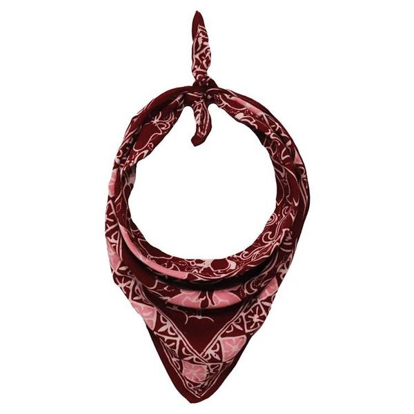 Alternate image for Hand Dyed Batik Bandana, 100% Soft Cotton, Ruby Bloom, Red, Pink