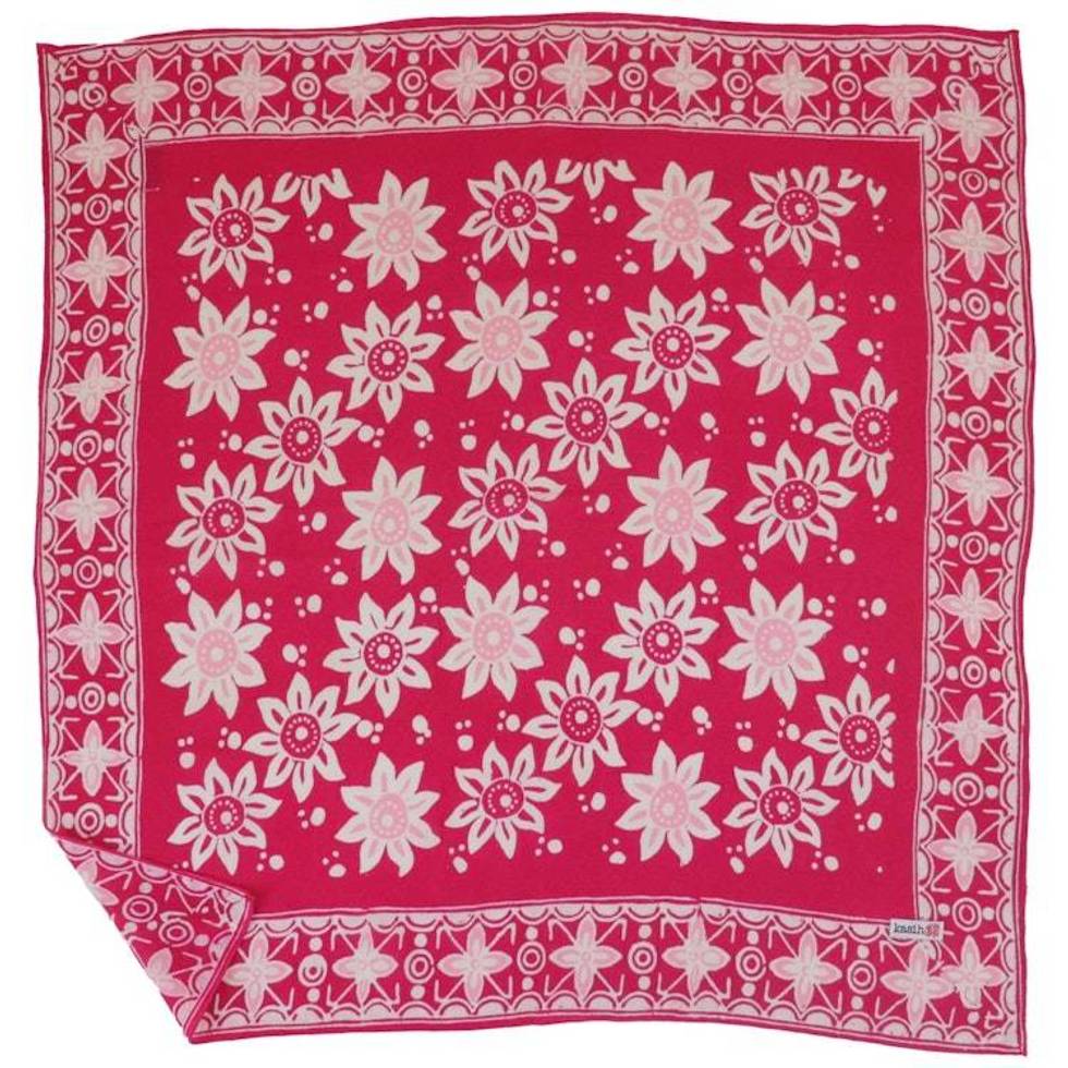 Hand Dyed Batik Bandana, 100% Soft Cotton, Garnet Petal, Pink, Red