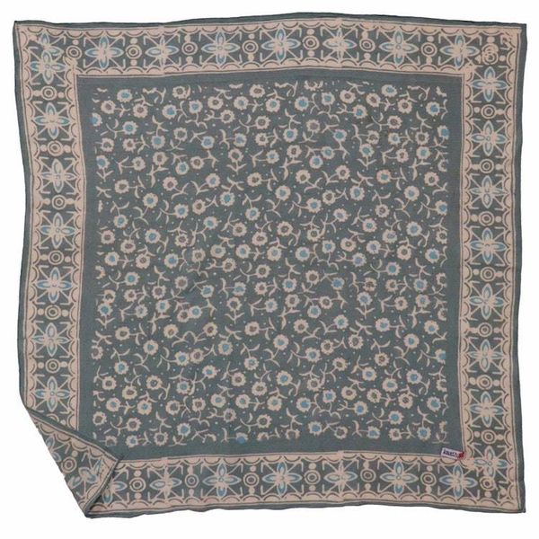 Alternate image for Hand Dyed Batik Bandana, 100% Soft Cotton, Java Petals, Gray