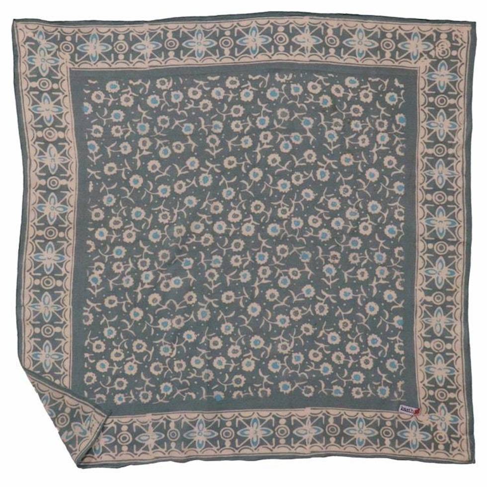 Hand Dyed Batik Bandana, 100% Soft Cotton, Java Petals, Gray