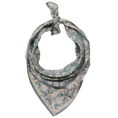 Alternate image for Hand Dyed Batik Bandana, 100% Soft Cotton, Java Petals, Gray