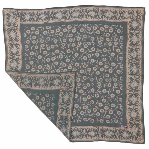 Alternate image for Hand Dyed Batik Bandana, 100% Soft Cotton, Java Petals, Gray