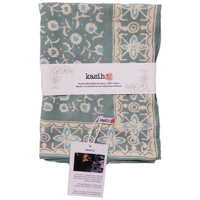 Alternate image for Hand Dyed Batik Bandana, 100% Soft Cotton, Java Petals, Gray
