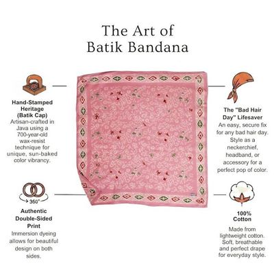 Alternate image for Hand Dyed Batik Bandana, 100% Soft Cotton, Cotton Candy, Pink, Red, Green
