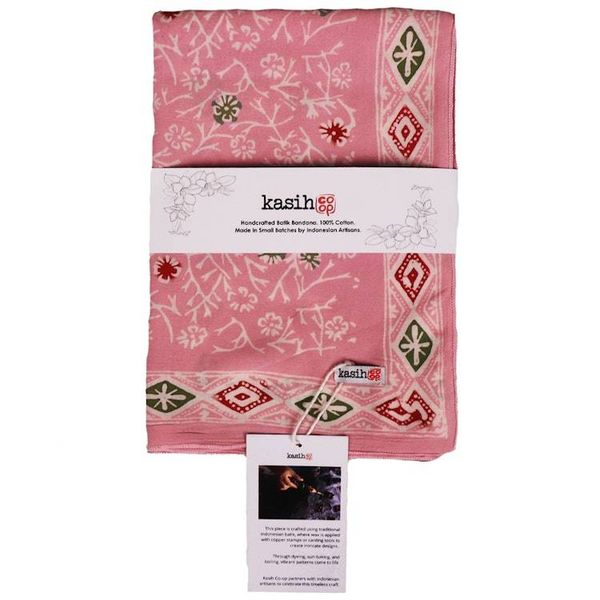 Alternate image for Hand Dyed Batik Bandana, 100% Soft Cotton, Cotton Candy, Pink, Red, Green
