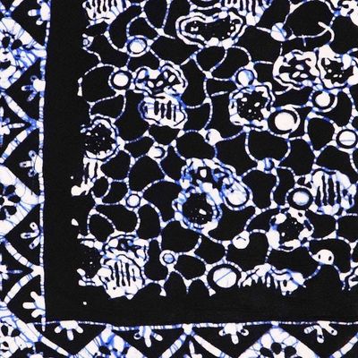 Alternate image for Large 39 Hand Dyed Batik Bandana, 100% Soft Cotton, Boulder in Black and Navy Blue