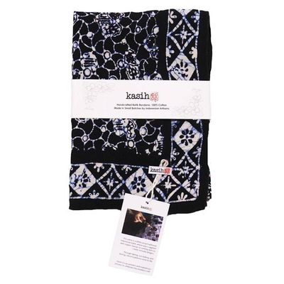 Alternate image for Large 39 Hand Dyed Batik Bandana, 100% Soft Cotton, Boulder in Black and Navy Blue