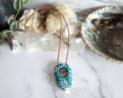 Alternate image for Ammonite, Elk Ivory and Rainbow Moonstone Pendant