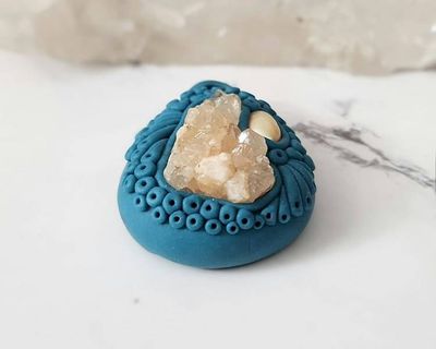 Alternate image for Quartz Cluster and Pearl Polymer Clay Pendant