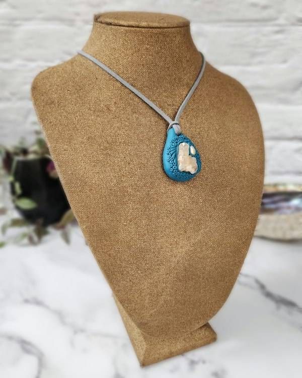 Alternate image for Quartz Cluster and Pearl Polymer Clay Pendant