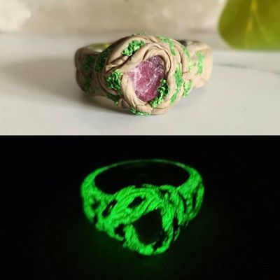 Alternate image for Pink Tourmaline Polymer Clay and Stainless Steel Ring