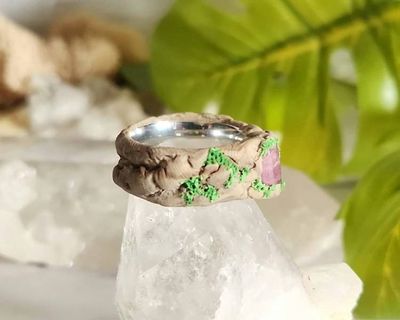 Alternate image for Pink Tourmaline Polymer Clay and Stainless Steel Ring