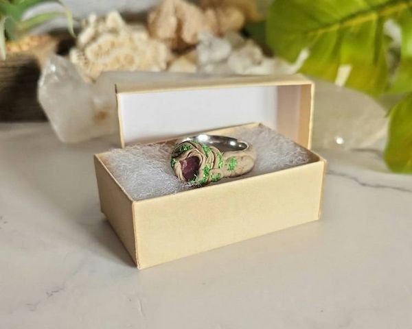 Alternate image for Pink Tourmaline Polymer Clay and Stainless Steel Ring