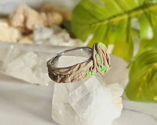 Alternate image for Pink Tourmaline Polymer Clay and Stainless Steel Ring