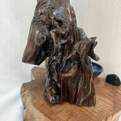 Alternate image for ‘Wolf Evening Star Protector‘ Hand-Shaped Nature Art From a Vintage Tree Root