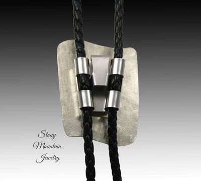Alternate image for Handcrafted Custom Wedding Bolo Tie, Unique White Buffalo Matrix Bolo Tie in Nickel Silver & Brass, Essential Metals Collection