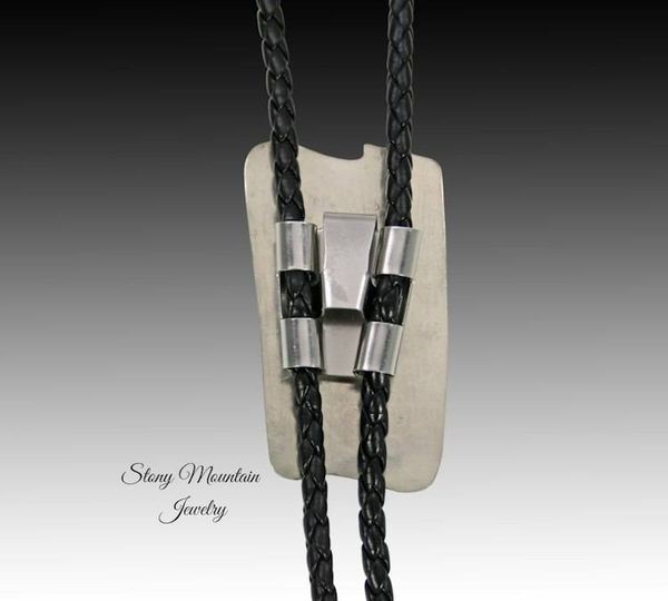 Alternate image for Unique White Buffalo Turquoise Bolo Tie in Nickel Silver & Brass, Handcrafted Custom Wedding Bolo Ties, Essential Metals Collection