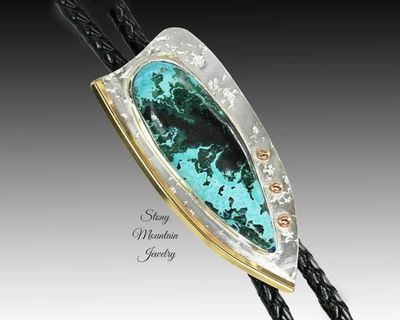 Primary image for Designer Wedding Bolo Tie, Unique Modern Custom Shattuckite Wedding Bolo Tie, Sterling Silver Bolo Ties for Men or Women, Western Tie
