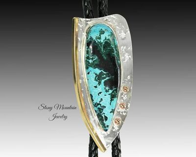 Alternate image for Designer Wedding Bolo Tie, Unique Modern Custom Shattuckite Wedding Bolo Tie, Sterling Silver Bolo Ties for Men or Women, Western Tie
