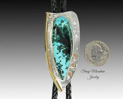 Alternate image for Designer Wedding Bolo Tie, Unique Modern Custom Shattuckite Wedding Bolo Tie, Sterling Silver Bolo Ties for Men or Women, Western Tie