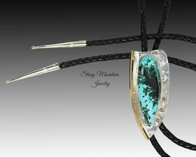 Alternate image for Designer Wedding Bolo Tie, Unique Modern Custom Shattuckite Wedding Bolo Tie, Sterling Silver Bolo Ties for Men or Women, Western Tie