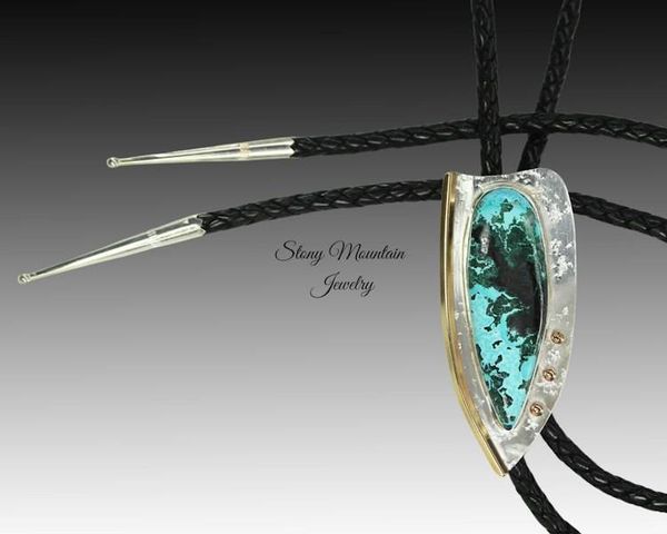 Alternate image for Designer Wedding Bolo Tie, Unique Modern Custom Shattuckite Wedding Bolo Tie, Sterling Silver Bolo Ties for Men or Women, Western Tie