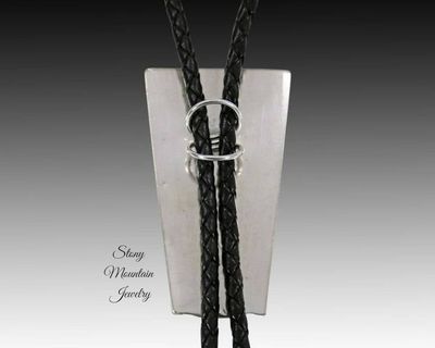 Alternate image for Modern Turquoise Inlay Bolo Tie in Sterling Silver with White Buffalo Matrix & Black Jade, Custom Designer Wedding Bolo Tie, Alternative Necktie