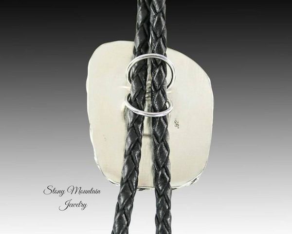 Alternate image for Designer Bolo Tie, One of a Kind Custom Handcrafted Moroccan Seam Agate Bolo Tie, Sterling Silver Wedding Bolo Ties, Western Bolo Tie Necklace