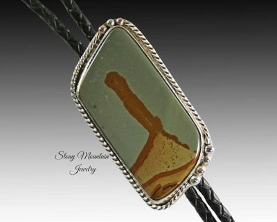 Alternate image for Designer Bolo Tie, Custom Handmade Cripple Creek Jasper Wedding Bolo Tie, Unique Contemporary Bolo Ties, One of a Kind Western Gift for Him