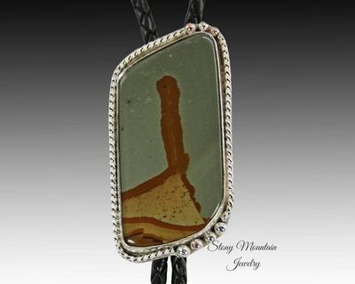 Alternate image for Designer Bolo Tie, Custom Handmade Cripple Creek Jasper Wedding Bolo Tie, Unique Contemporary Bolo Ties, One of a Kind Western Gift for Him