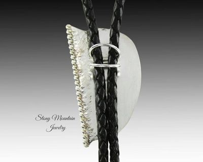Alternate image for Rhodochrosite Bolo Tie, Sterling Silver Bolo Ties for Men or Women, Handcrafted Wedding Bolo Tie, Unique Stone Bolo Tie, Western Bolo Tie
