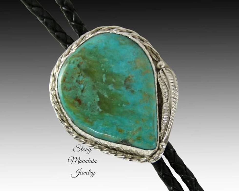 Turquoise Bolo Tie, Unique Blue Horse Turquoise Custom Wedding Bolo Tie, Handcrafted Sterling Silver Western Bolo Tie for Men & Women