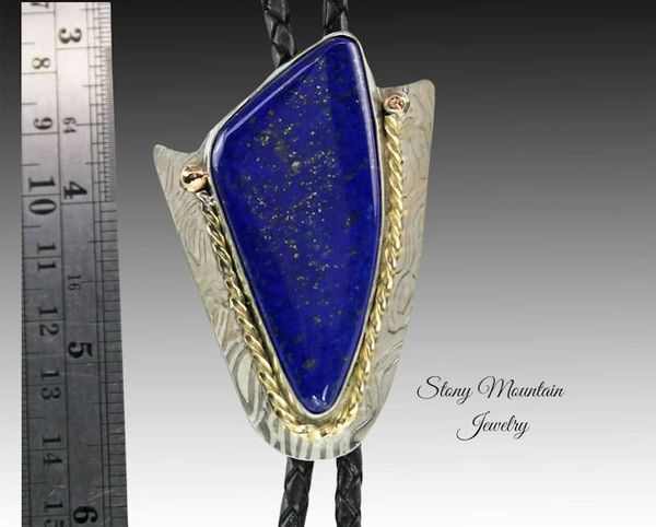 Alternate image for Lapis Lazli Bolo Tie, Custom Handcrafted Wedding Bolo Tie, Fancy Modern Lapis Designer Bolo Tie for Men or Women, One of a Kind Unique Gift