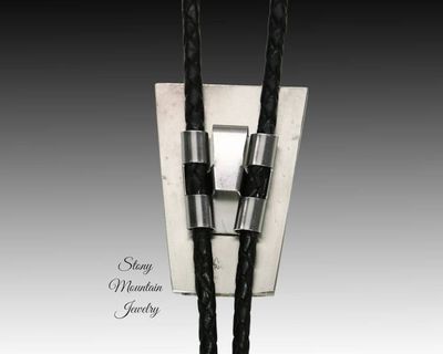 Alternate image for Custom White Buffalo Turquoise Bolo Tie in Nickel Silver, Unique Handcrafted Wedding Bolo Tie, The Maverick Collection