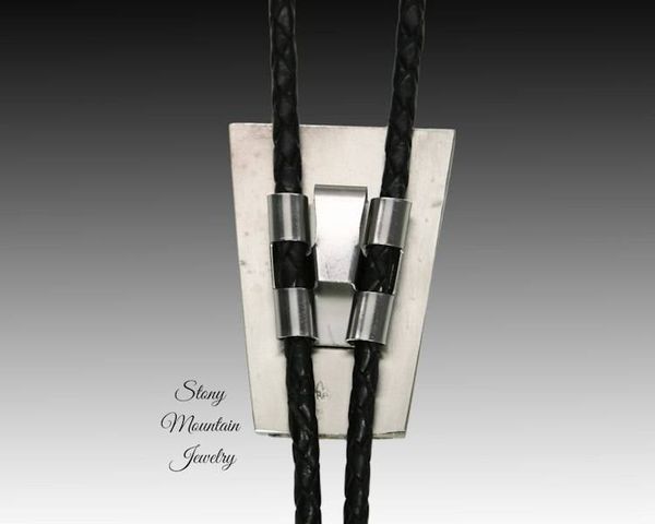 Alternate image for Custom White Buffalo Turquoise Bolo Tie in Nickel Silver, Unique Handcrafted Wedding Bolo Tie, The Maverick Collection