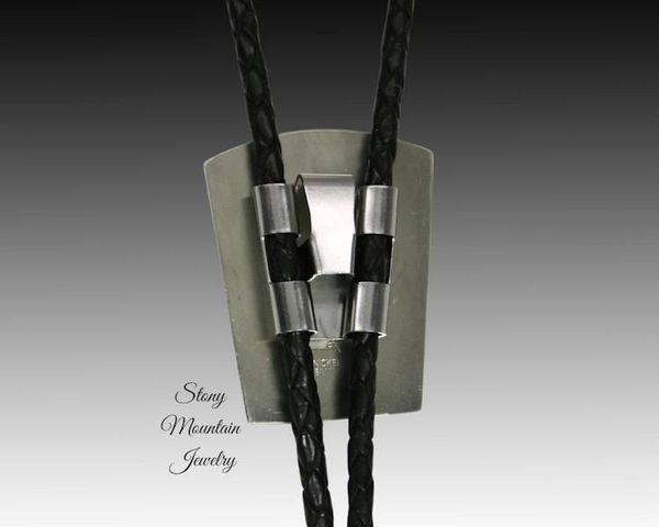 Alternate image for Kingman Turquoise Bolo Tie in Nickel Silver, Unique Handcrafted Wedding Bolo Tie, The Maverick Collection