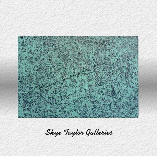 Alternate image for 9th Street Blues - 40 x 30 Original Jackson Pollock Inspired Abstract Turquoise Drip Painting