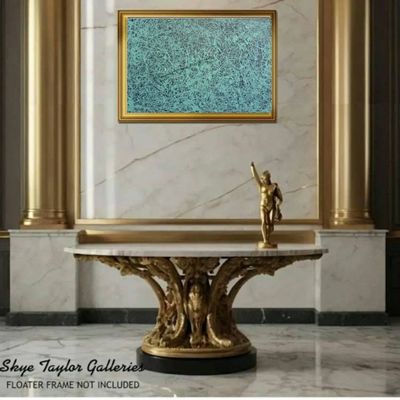 Alternate image for 9th Street Blues - 40 x 30 Original Jackson Pollock Inspired Abstract Turquoise Drip Painting