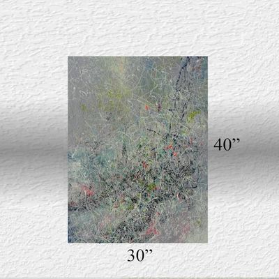 Alternate image for Balcony with a View - 30 x 40 Original Jackson Pollock Inspired Abstract Acrylic Drip Painting