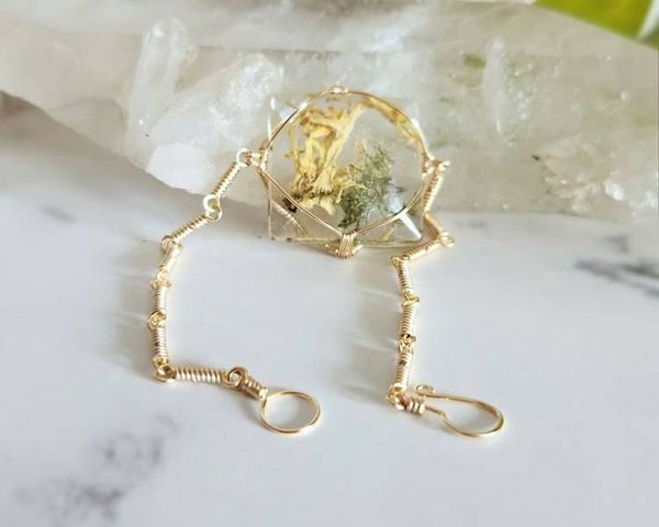 Alternate image for Moss and Resin Gold Colored Sterling Silver Bracelet
