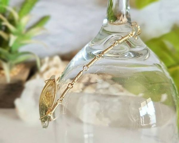Alternate image for Moss and Resin Gold Colored Sterling Silver Bracelet