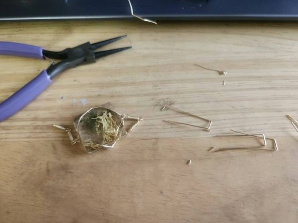 Alternate image for Moss and Resin Gold Colored Sterling Silver Bracelet