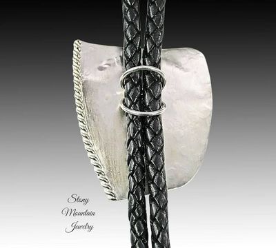 Alternate image for Handcrafted Custom Bolo Tie, Rare Native Silver Bolo Tie for Men & Women, Modern Sterling Silver Wedding Bolo Ties, Fathers Day Gift