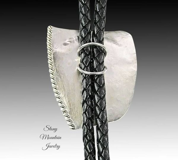 Alternate image for Handcrafted Custom Bolo Tie, Rare Native Silver Bolo Tie for Men & Women, Modern Sterling Silver Wedding Bolo Ties, Fathers Day Gift