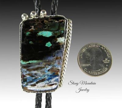 Alternate image for Custom Collawood Bolo Tie Rare Petrified Colla Wood Designer Bolo Tie for Men or Women, Unique Handcrafted Sterling Silver Wedding Bolo Tie