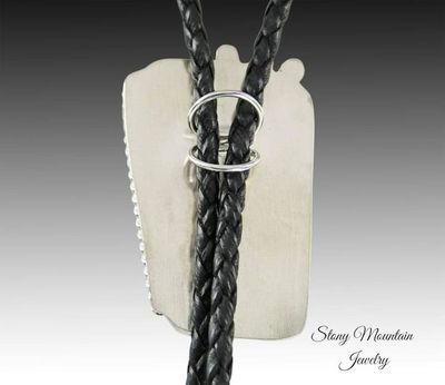 Alternate image for Custom Collawood Bolo Tie Rare Petrified Colla Wood Designer Bolo Tie for Men or Women, Unique Handcrafted Sterling Silver Wedding Bolo Tie