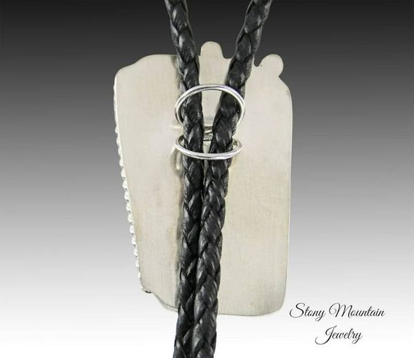 Alternate image for Custom Collawood Bolo Tie Rare Petrified Colla Wood Designer Bolo Tie for Men or Women, Unique Handcrafted Sterling Silver Wedding Bolo Tie