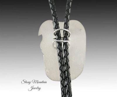 Alternate image for Unique Blue Heron Turquoise Bolo Tie for Wedding or Casual Wear, Modern Handcrafted Sterling Silver Designer Bolo Ties for Men & Women